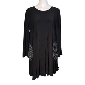 Moonlight Black Tunic Top Large Swing Loose Fit Lagenlook Pockets Artsy USA